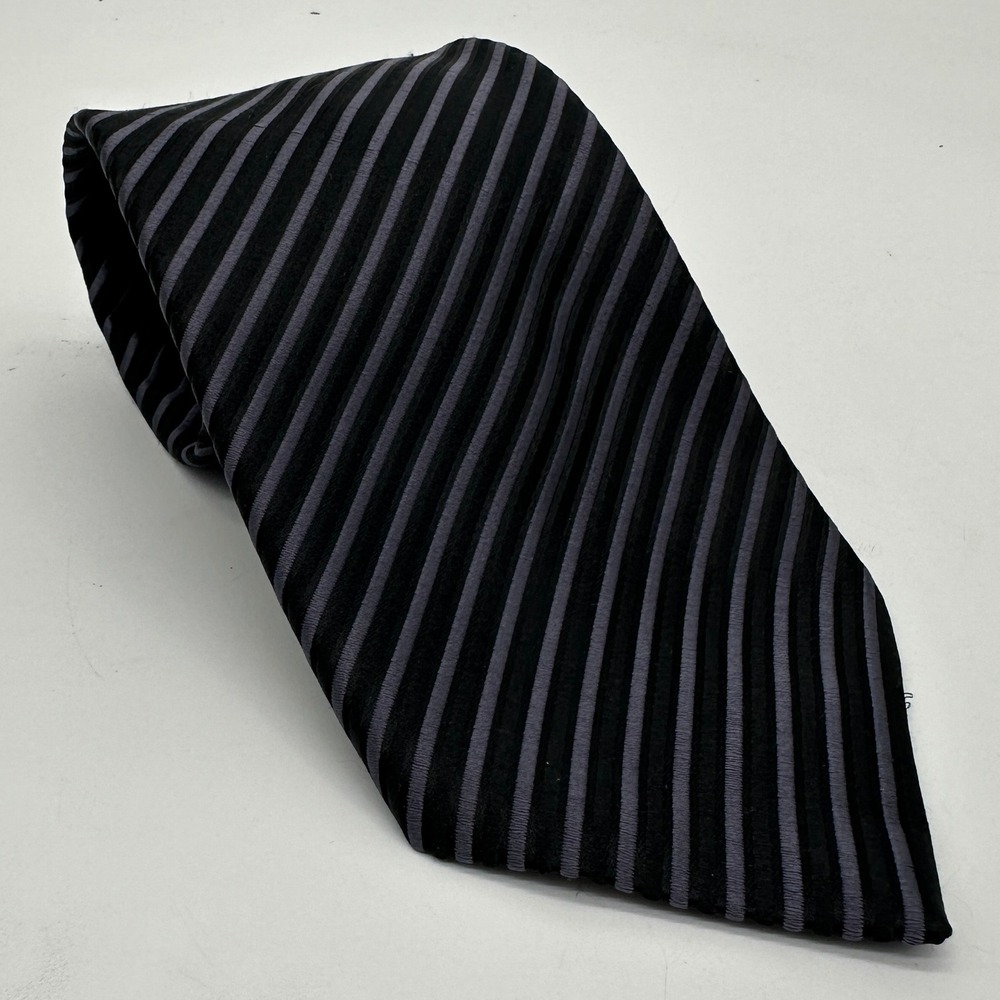 Donald J. Trump Silk‎ Neck Tie Mens One Size Black Pinstripes Classic Workwear